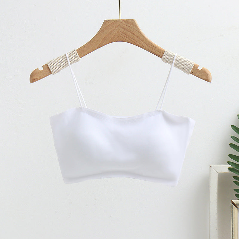 Women's Fixed Cup Backless Simple Comfortable Thin Strap Tube Top Everyday Bras