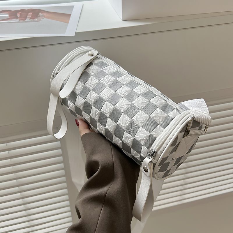 Chessboard Lattice Cylinder Female Fashion One Bags