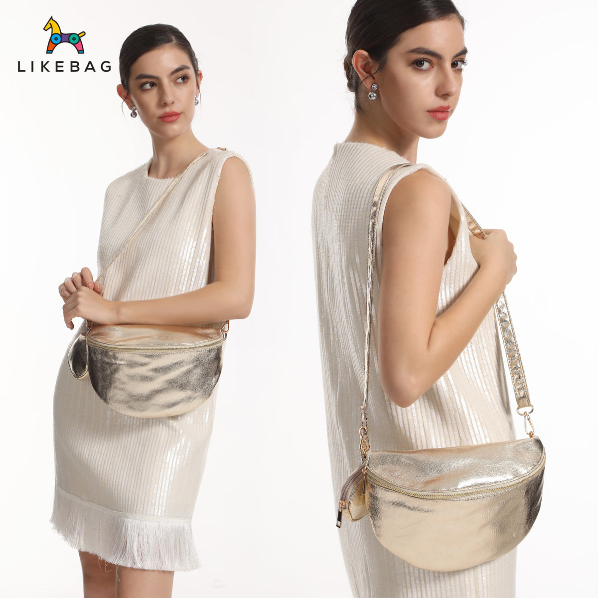 Trendy Innovative Women's Metal Leathern Shopping Women's Messenger Bag