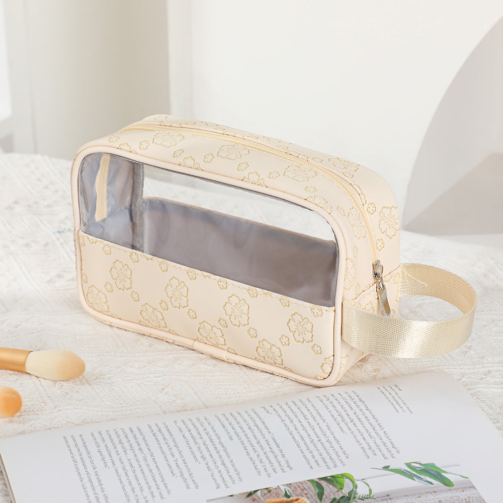 Women's Large Capacity Retro Embossing Storage Portable Outing Makeup Bag
