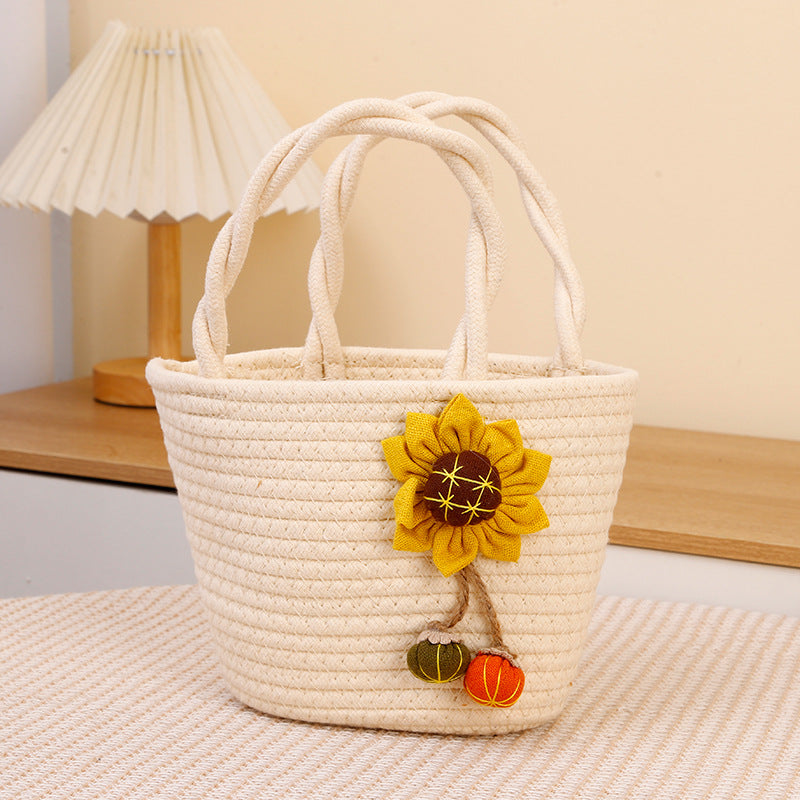 Pinch Flower Woven Handmade Mini Cotton Bags