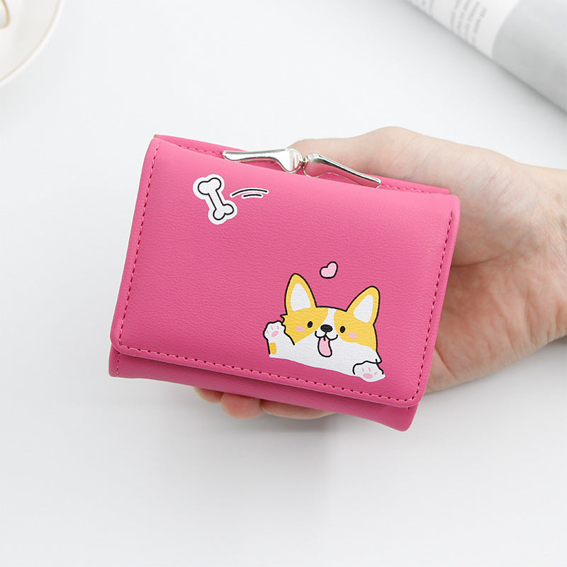 Women's Iron Clamp Short Cute Cartoon Ladies Wallet