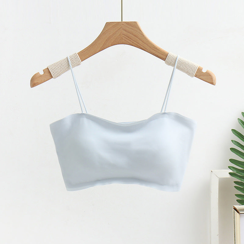 Women's Fixed Cup Backless Simple Comfortable Thin Strap Tube Top Everyday Bras