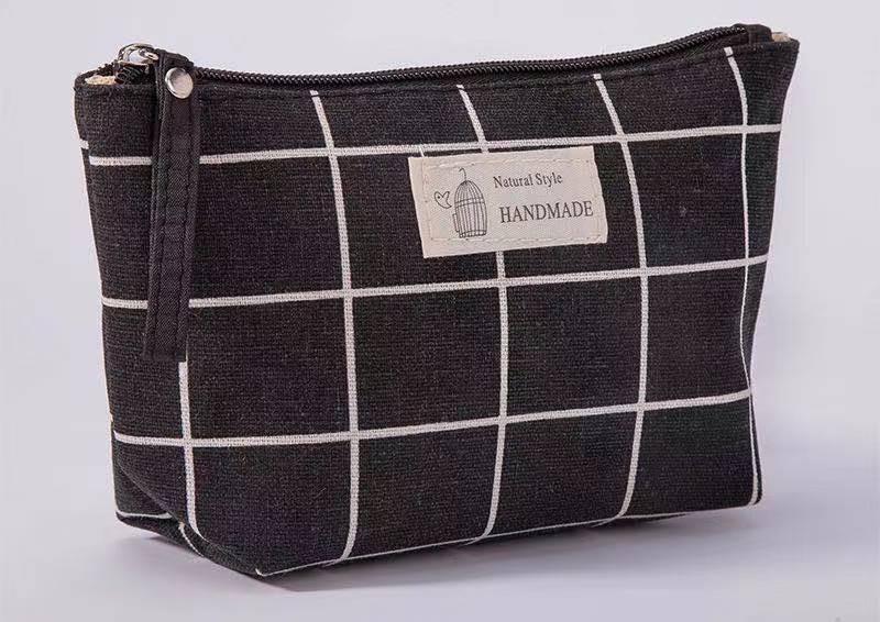 Large Capacity Canvas Wash Fabric Zipper Cosmetic Bags