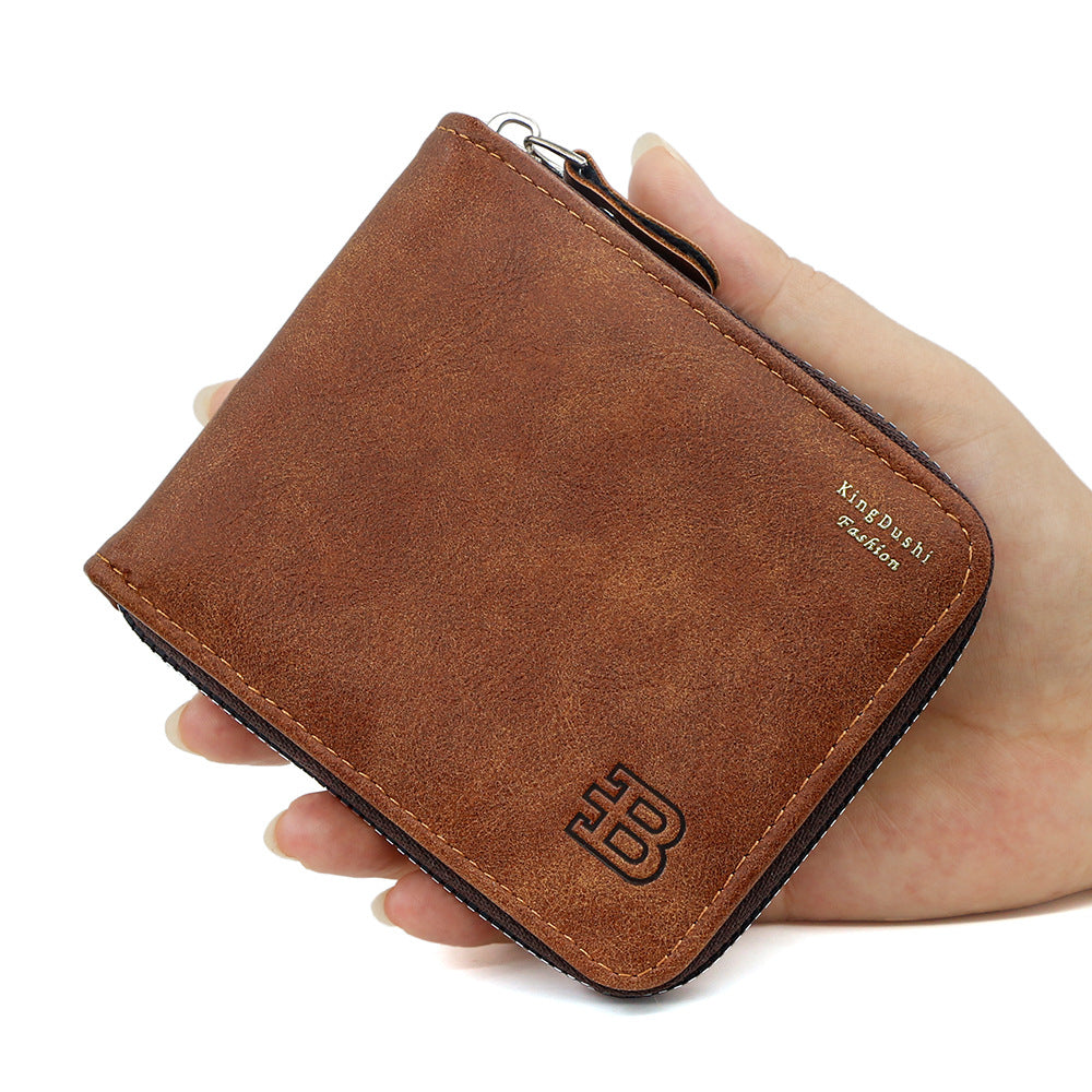 Men's Popular Frosted Short Scarf Multiple Slots Large Men's Wallet