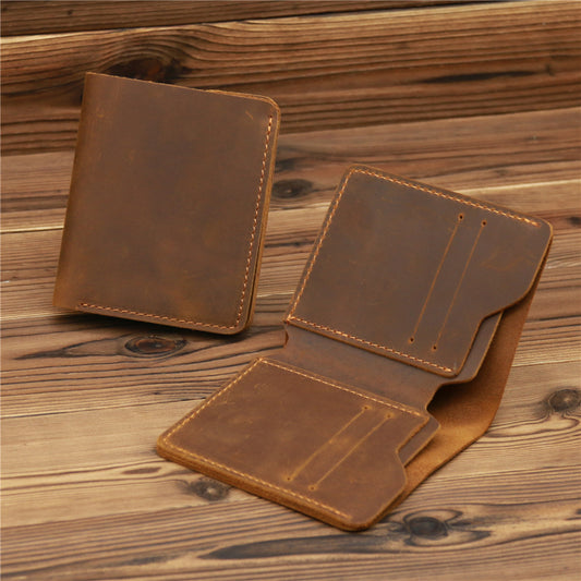 Men's Simple Crazy Horse Leather Genuine Cowhide Card Holder