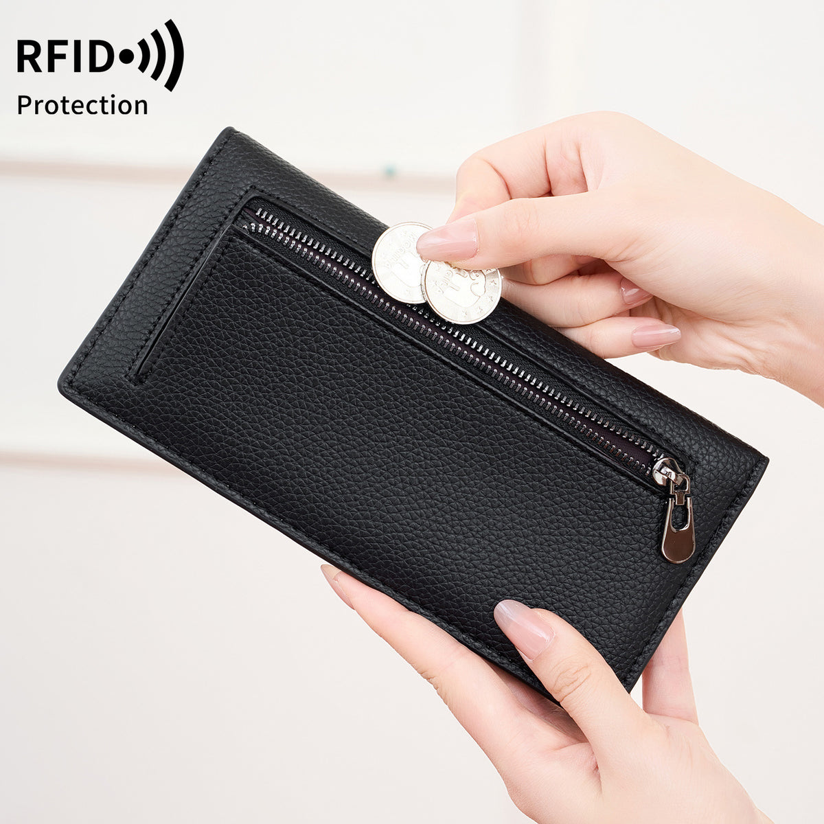 Women's Long Simple Solid Color Credit Multifunctional Card Holder