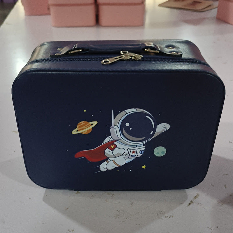 Panda Cute Capybara Storage Box Astronaut Organize Leather Khaki Makeup Bag