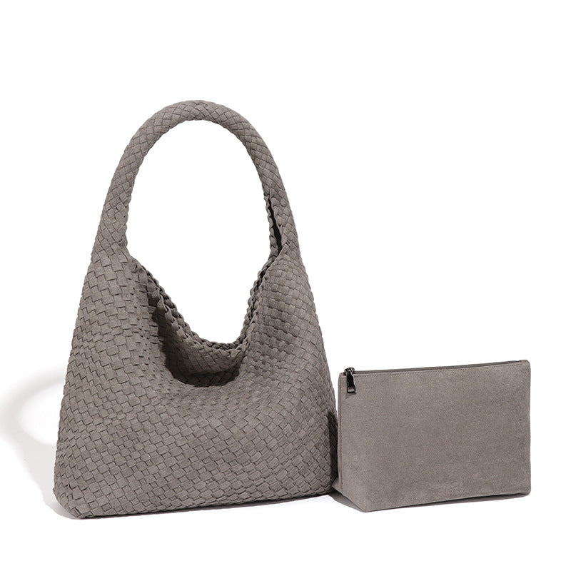 Women's Handmade Woven Idle Style Single Underarm Bucket Bags