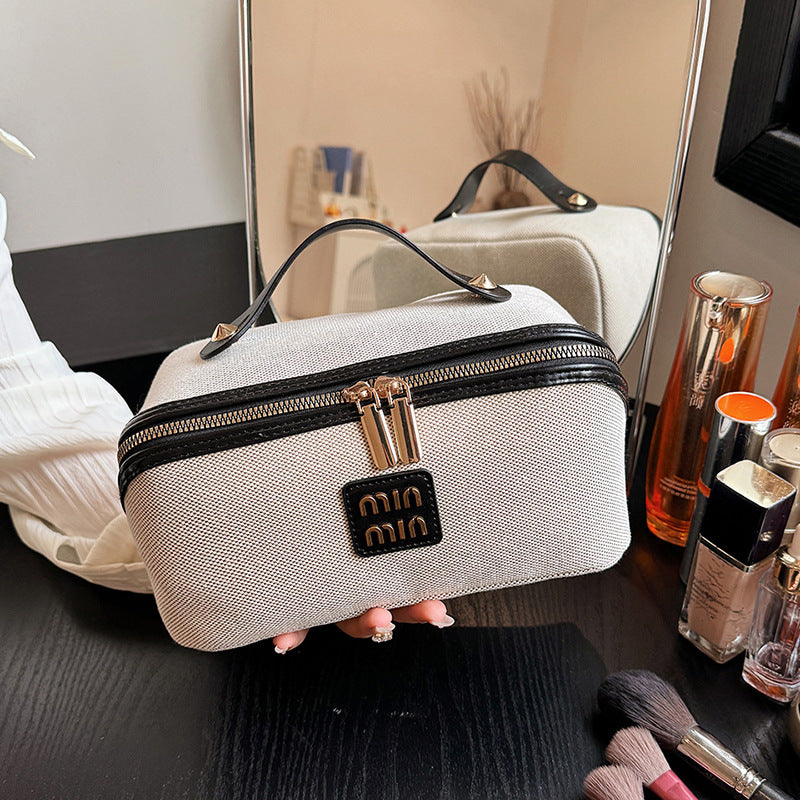 Retro Tile Large Capacity Portable Cosmetics Storage High-grade Makeup Bag