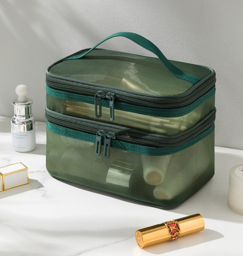 Trendy Large Capacity Mesh Storage Wash Cosmetic Bags