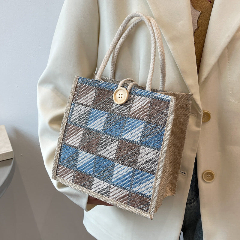 Women's Canvas Portable Sack Fashion Hand Carrying Lunch Handbags