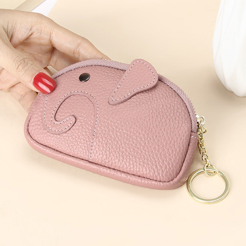 Creative Cute Cartoon Elephant Mini Pocket Genuine Leather Coin Purses