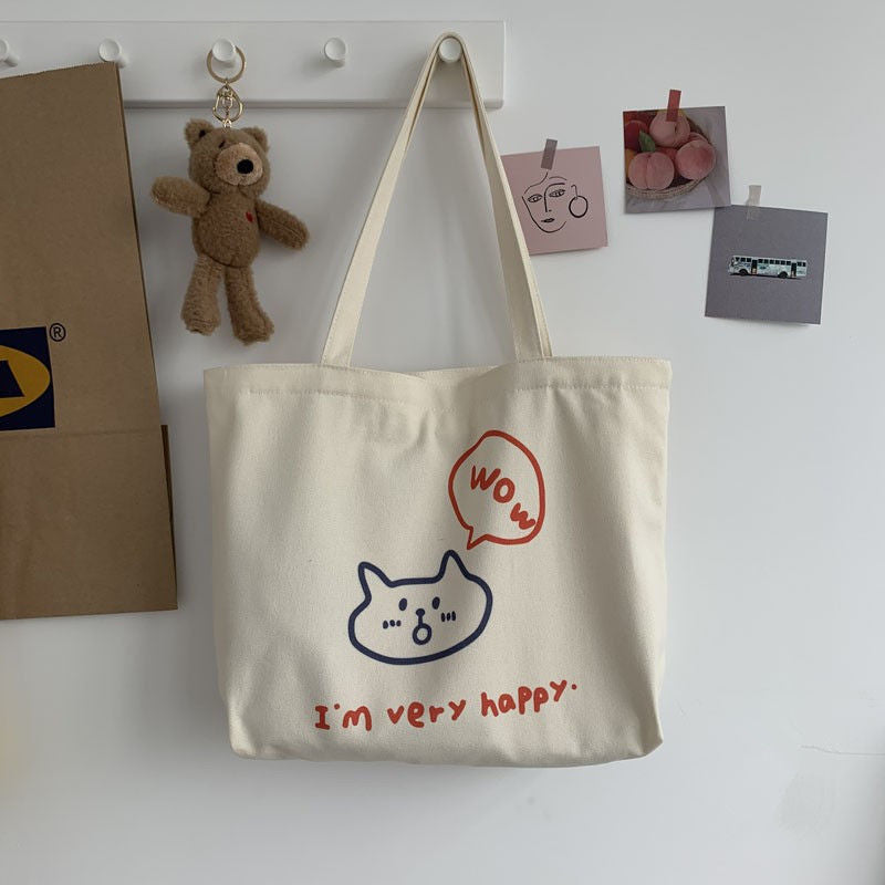 Canvas Female Korean Style Fresh Large Handbags