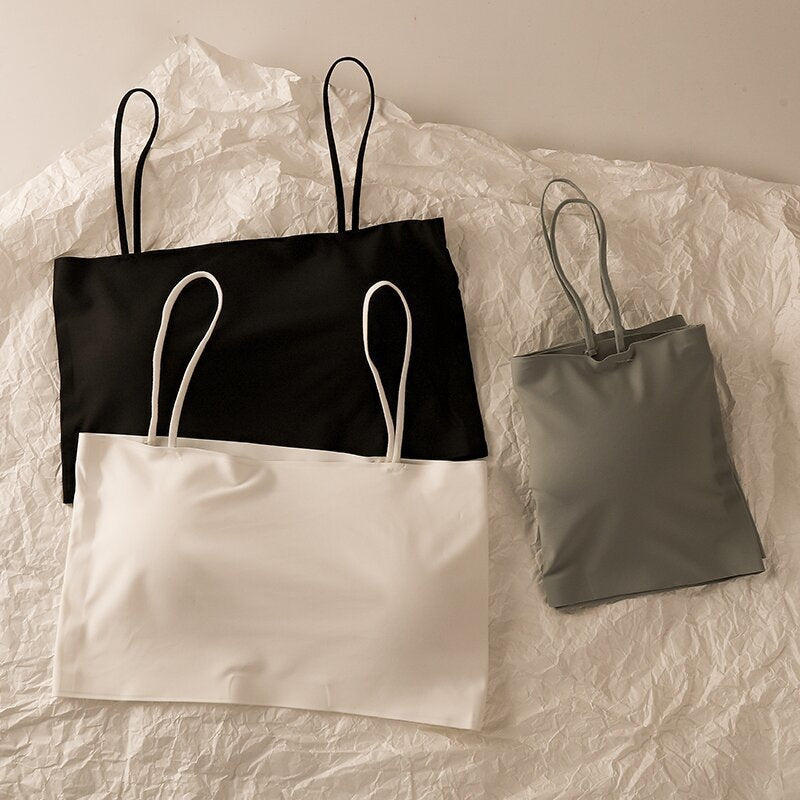 Women's Ice Silk Tube Top Underwear Small Thin Strap Slimming Everyday Bras