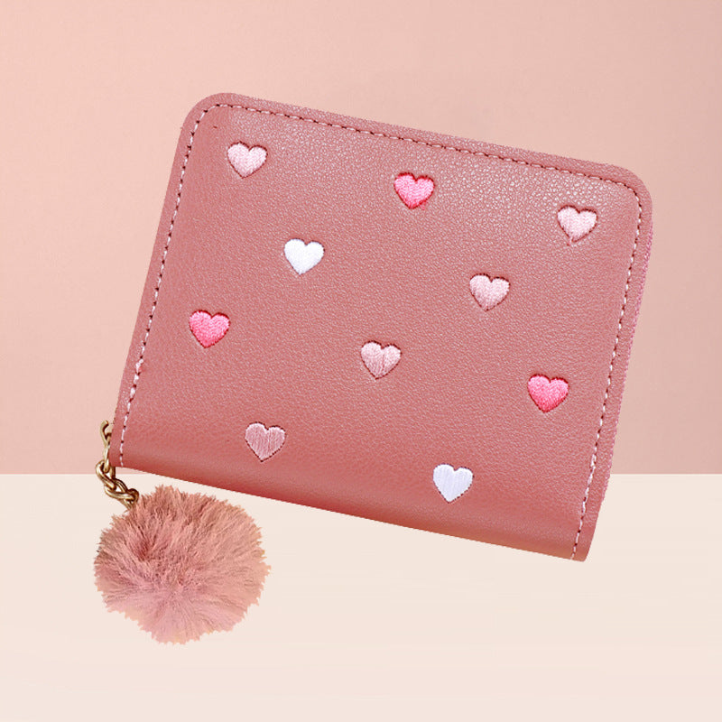 Zipper Short Exquisite Love Cute Heart Ladies Wallet
