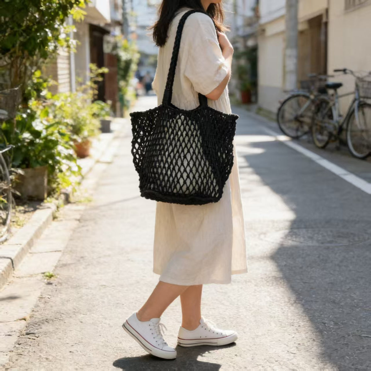 Thread Woven Large Capacity Mesh Hollow Handmade Fashion Bags