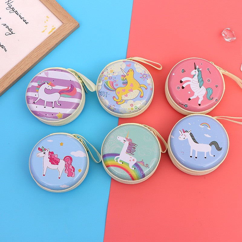 Christmas Round Zipper Cartoon Storage Earphone Coin Purses