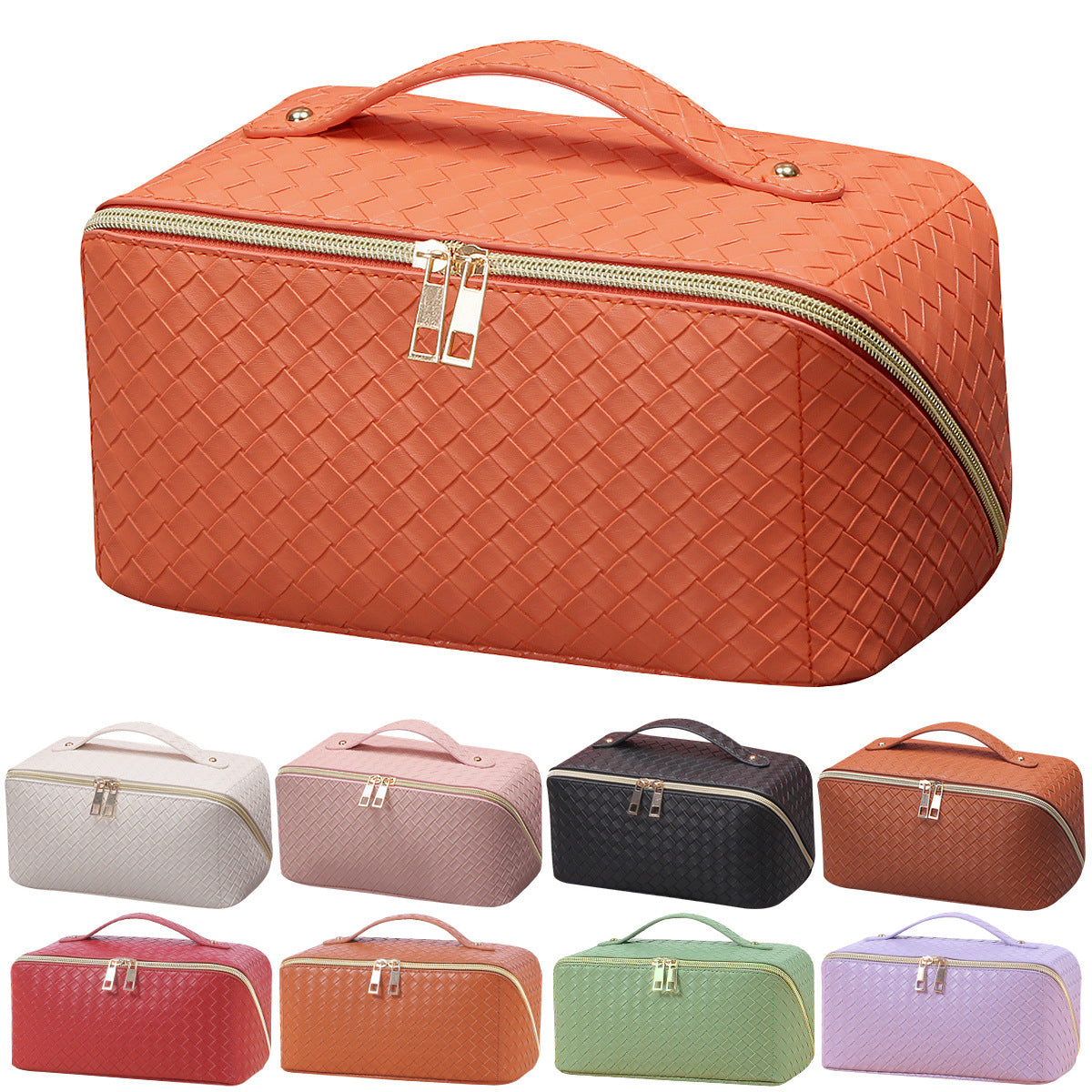 Wash Foreskin Plaid Woven Pattern Storage Large Capacity High Cosmetic Bags