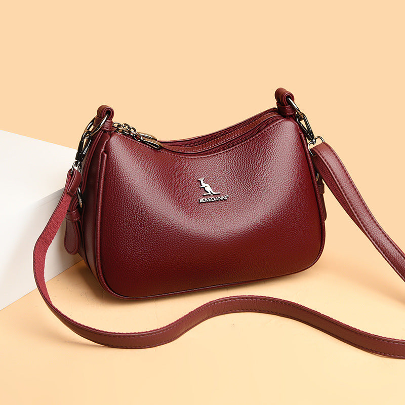 Women's Winter Kangaroo Soft Leather Mother Simple Women's Messenger Bag