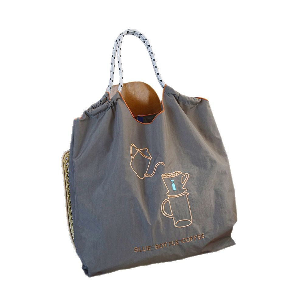 Women's Embroidered Tea Cup Environmental Protection Shopping Large Capacity Women's Shoulder Bag