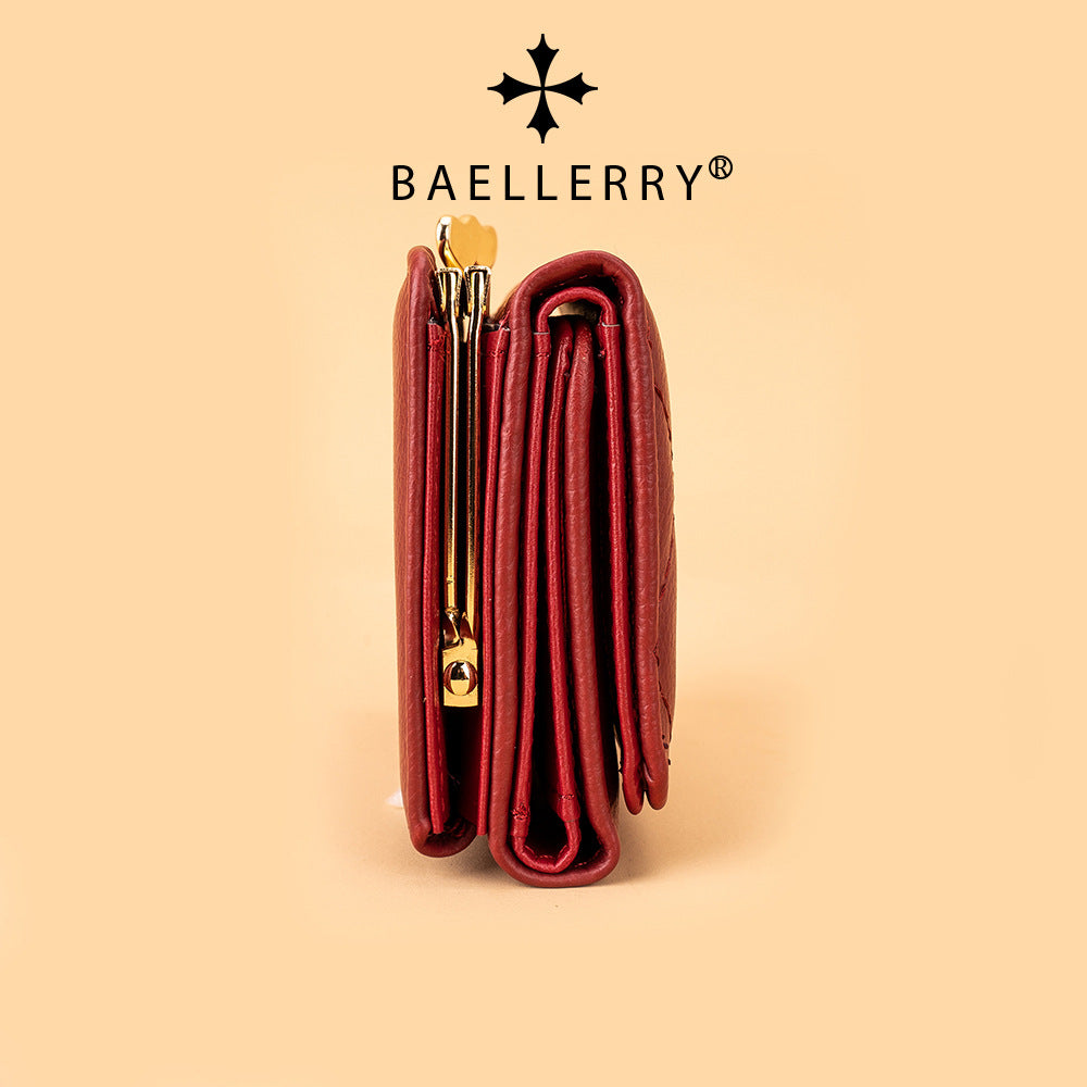 Women's Short Korean Style Fashion Trifold Purses