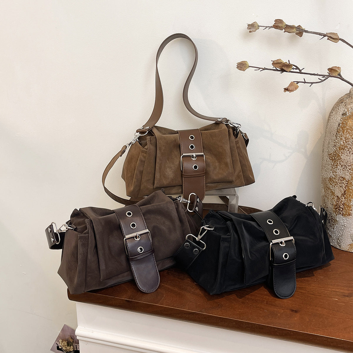 Women's Deerskin Veet Vintage Commuter Personality Trendy Women's Shoulder Bag
