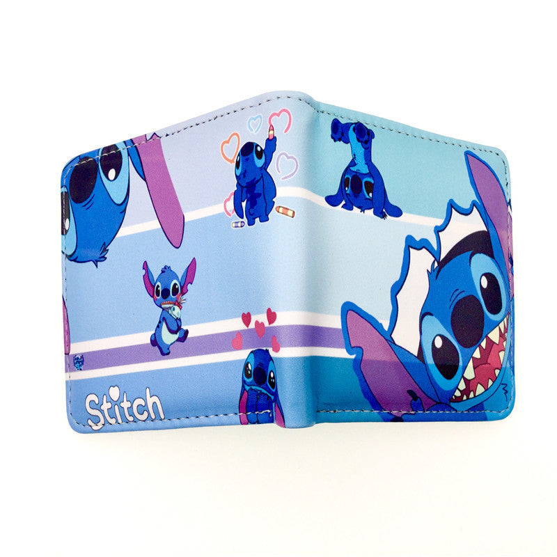Cute Cartoon Stitch Short Anime Blue Long Ears Coin Purses