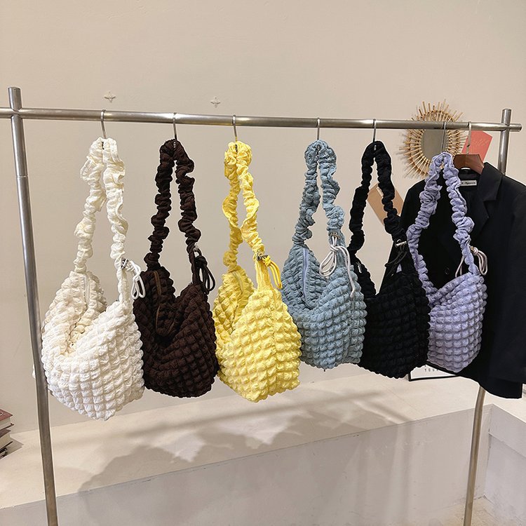 Pleated Cloud Versatile Large Capacity Seersucker Crossbody Bags