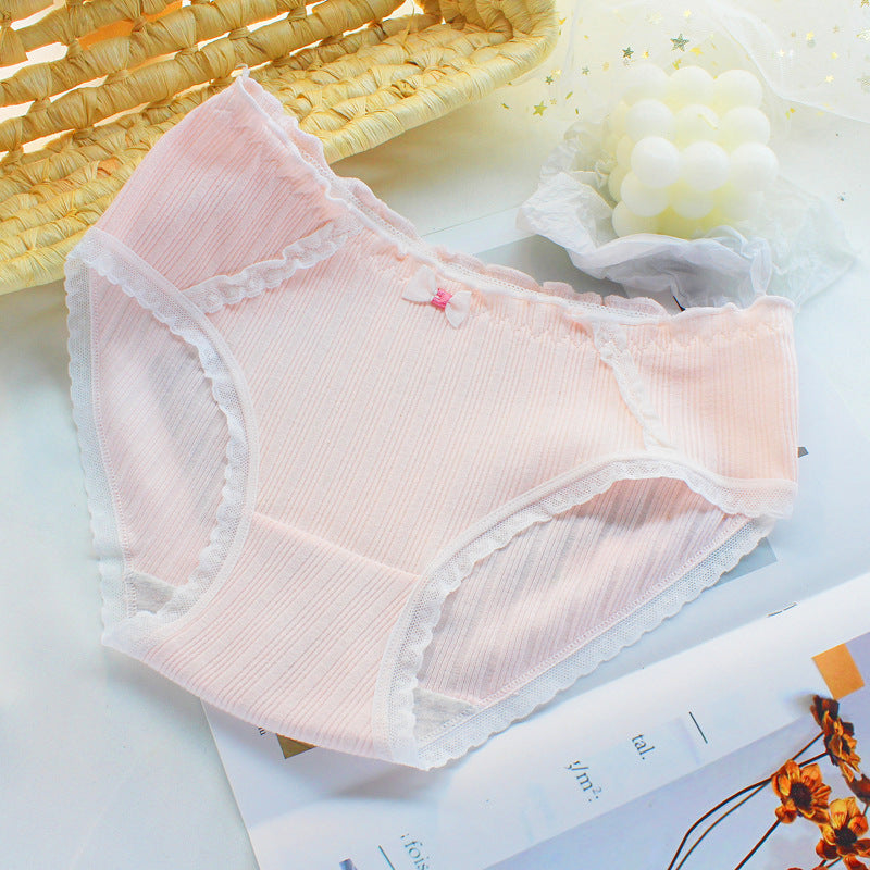 Women's Cute Lace Edge Small Floral Mid Panties