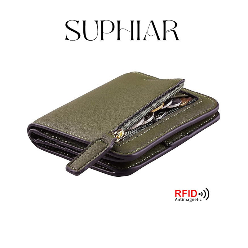 New Women's Simple Zipper Two-fold Short Coin Purses