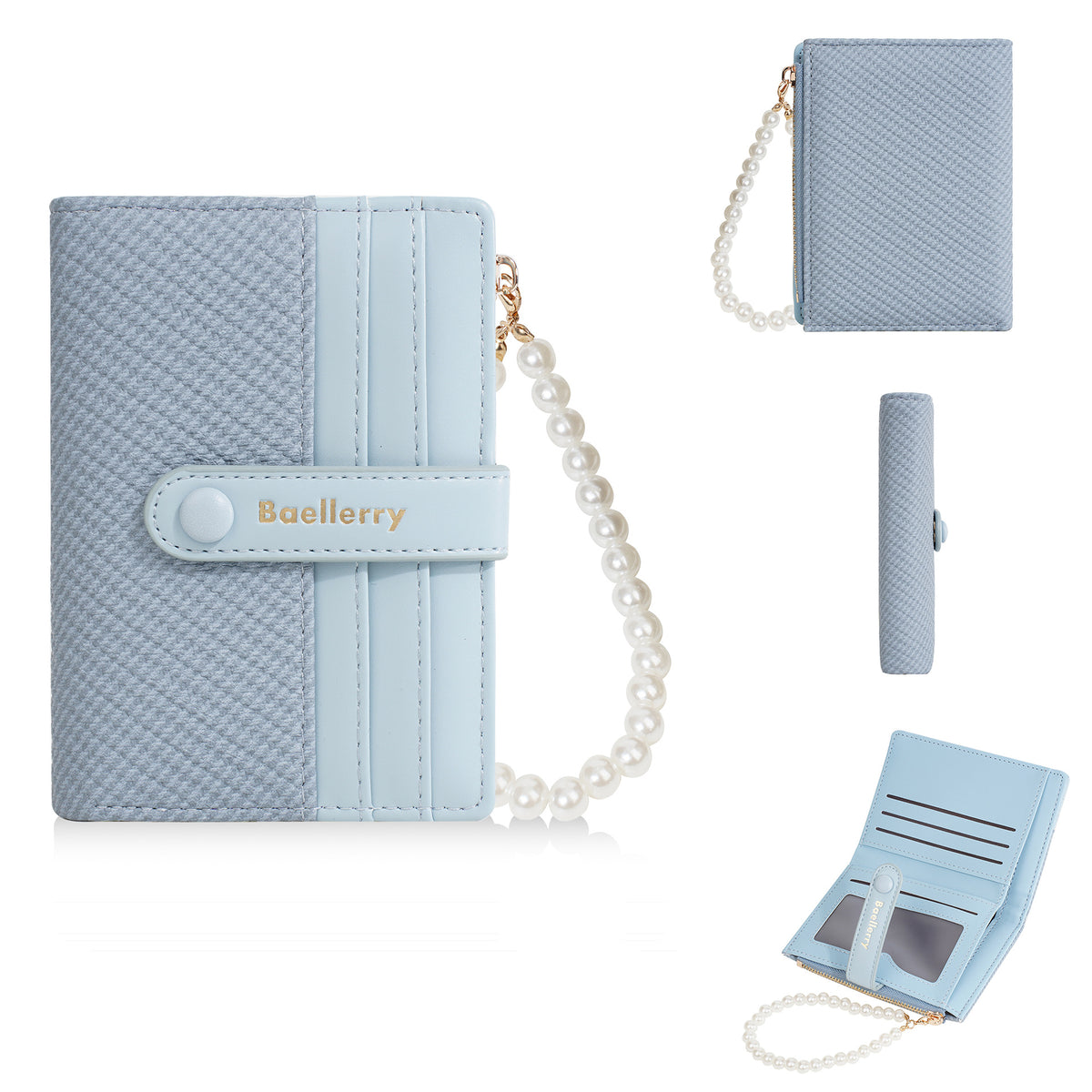 Women's Short Style Multiple Slots Pearl Bracelet Ladies Wallet