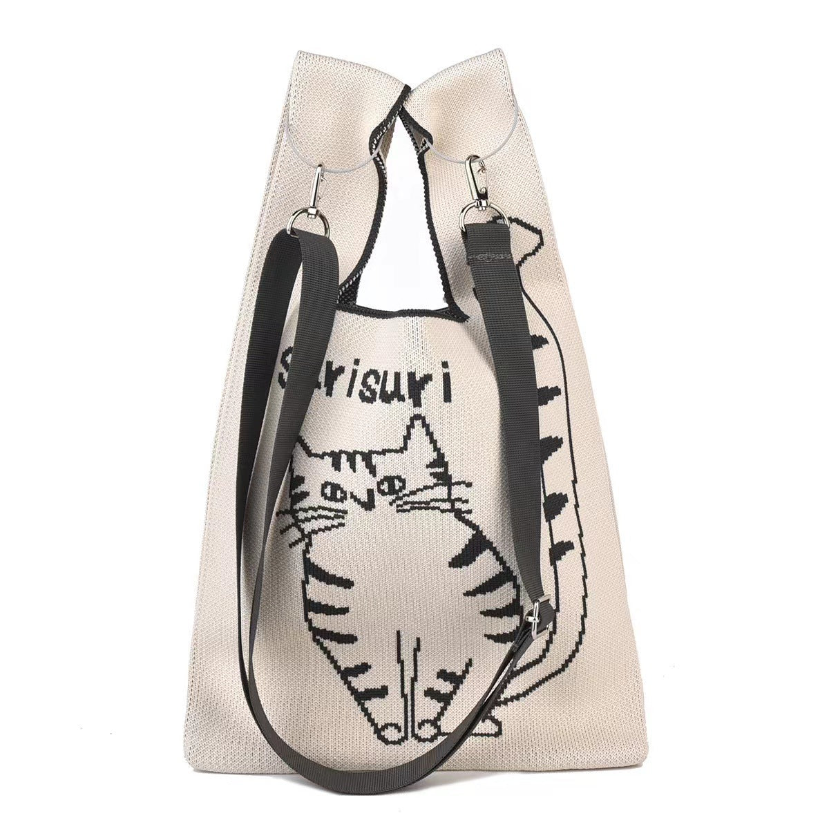 Versatile Cartoon Cat Hand Vest Knitted Handbags