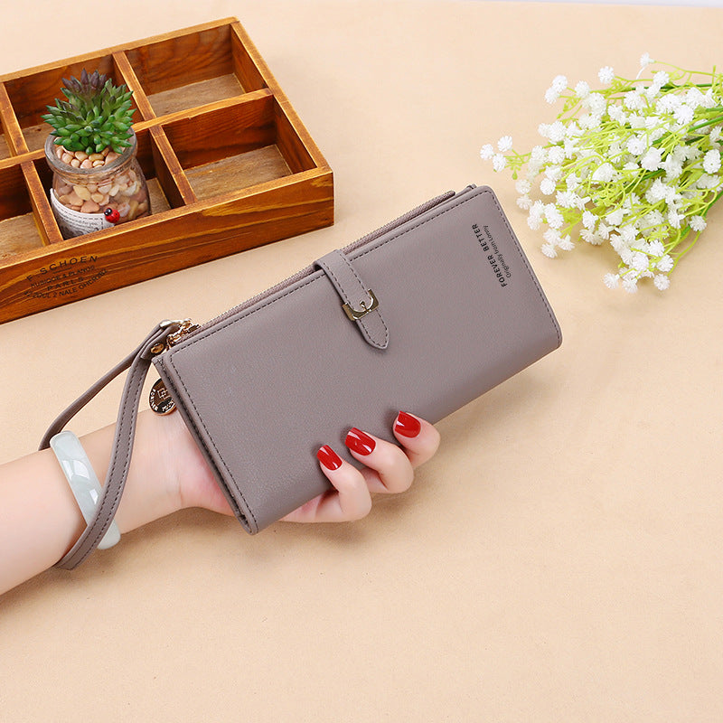 Women's Korean Solid Color Large Capacity Wrist Ladies Wallets
