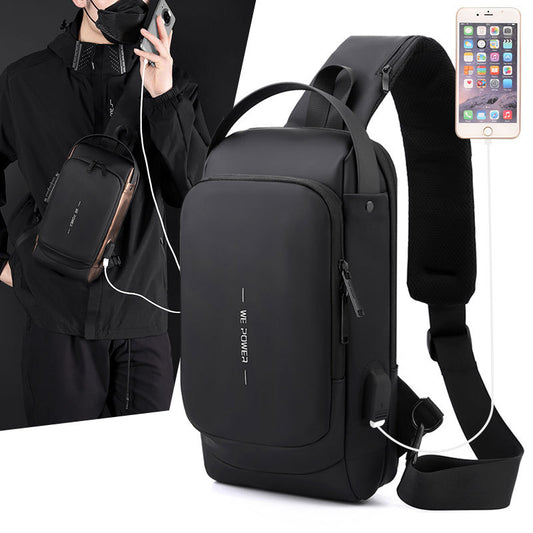 Men's Password Motorcycle Trendy Cool Riding Carpetbag Men's Chest Bags