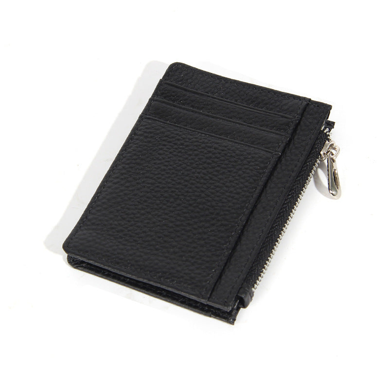 Women's & Men's & Leather Cowhide Solid-color Thin Section Card Holder