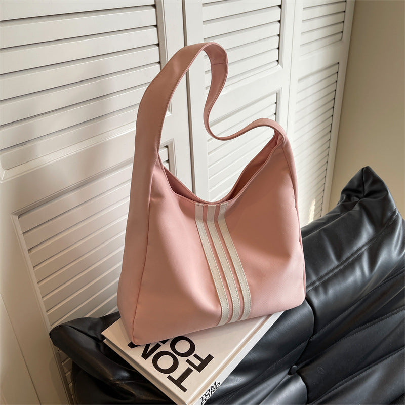 Women's Color Three Bars Simple Lightweight Underarm Large Bags