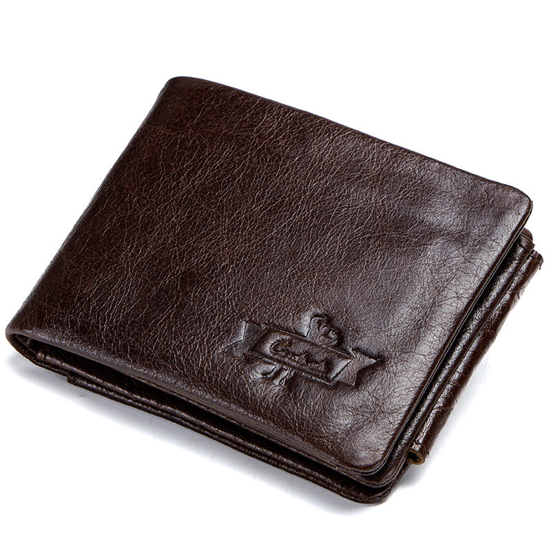 Men's Angel Retro Crazy Horse Leather Horizontal Men's Wallets