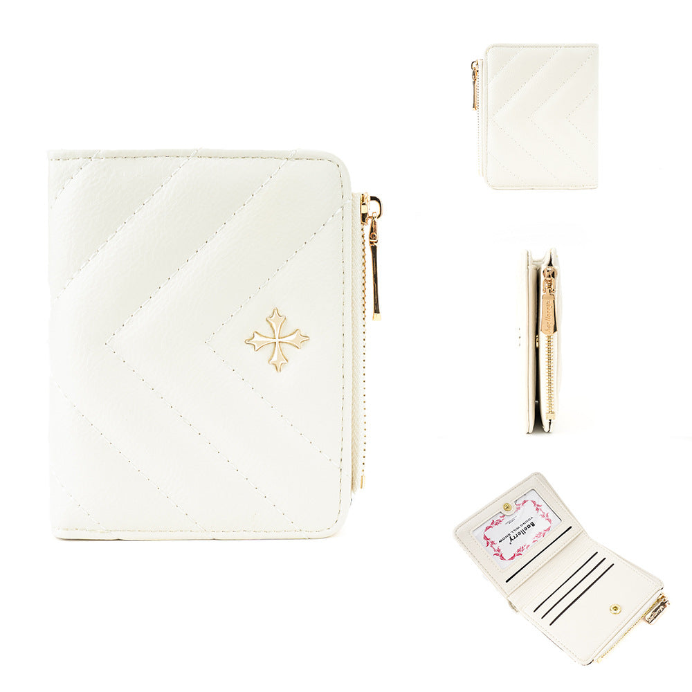 Women's Korean Short Zipper With Multi Stitching Ladies Wallet