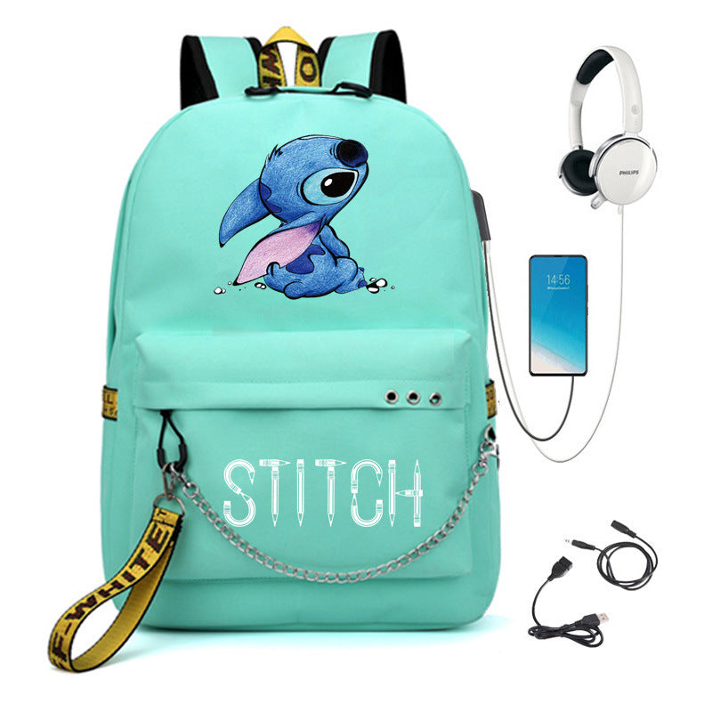 Star Stitch Pattern Iron Chain Ribbon Backpacks