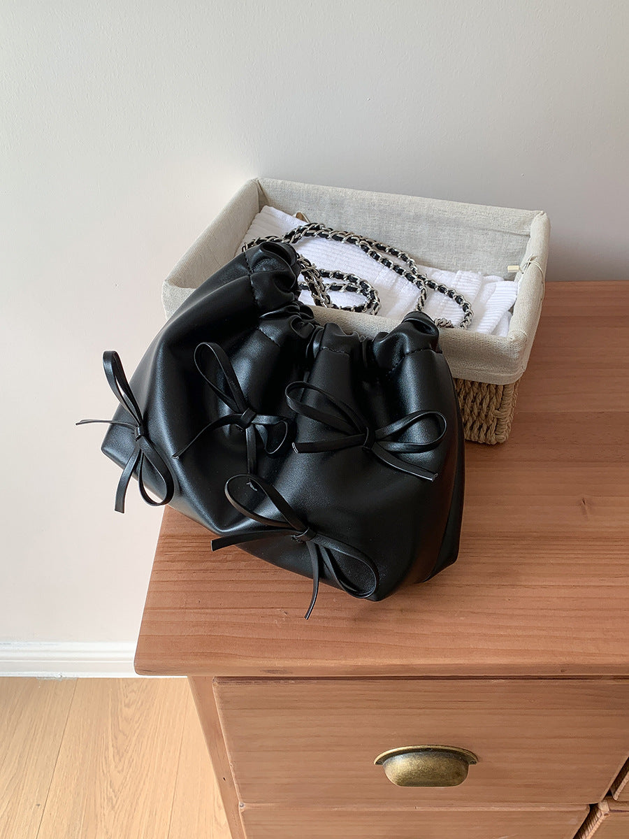 Chain Female Niche Soft Leather Pleated Shoulder Bags
