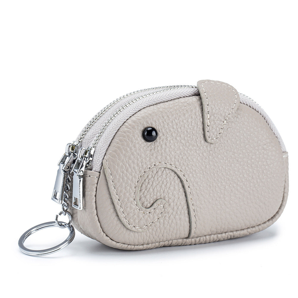 Women's Creative Double Zipper Storage Cute Cartoon Elephant Coin Purses
