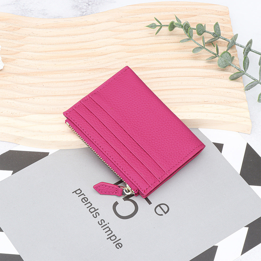 Women's Genuine Leather Fashion Mini Cowhide Certificate Ladies Wallet
