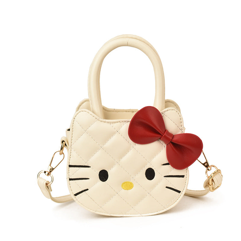 Women's Fashion Cartoon Bow Mini Hand Style Rhombus Women's Shoulder Bag