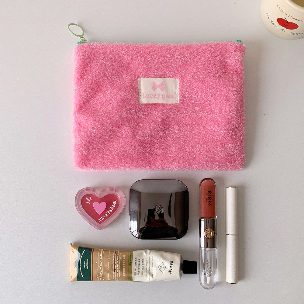 Korean Style Plush Simple Cosmetics Storage Change Earphone Cosmetic Bags