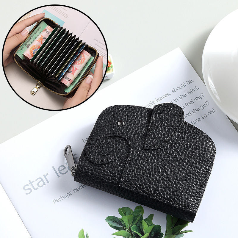 Cute Elephant Cartoon Female Personalized Minority Large Card Holder