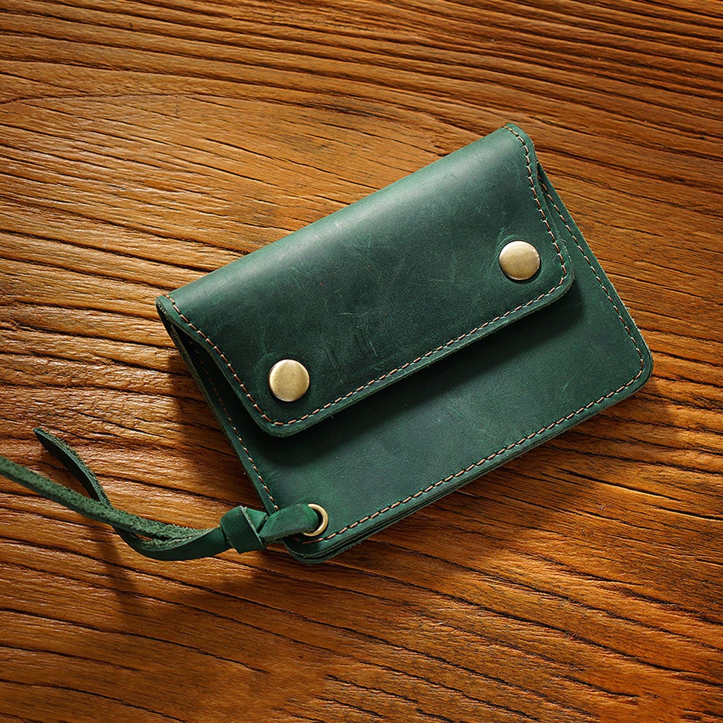 Simple Handmade Genuine Leather Short Vintage Crazy Card Holder