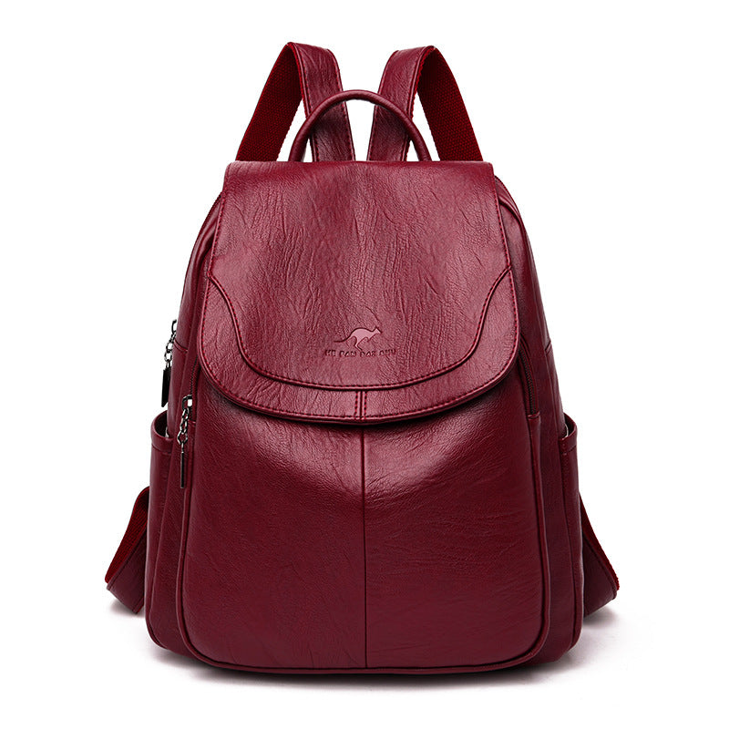 Women's Fashion Versatile Large Capacity Soft Leather Backpacks