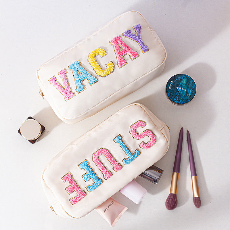 Lettered Make-up Portable Large Capacity Storage Nylon Breathable Makeup Bag