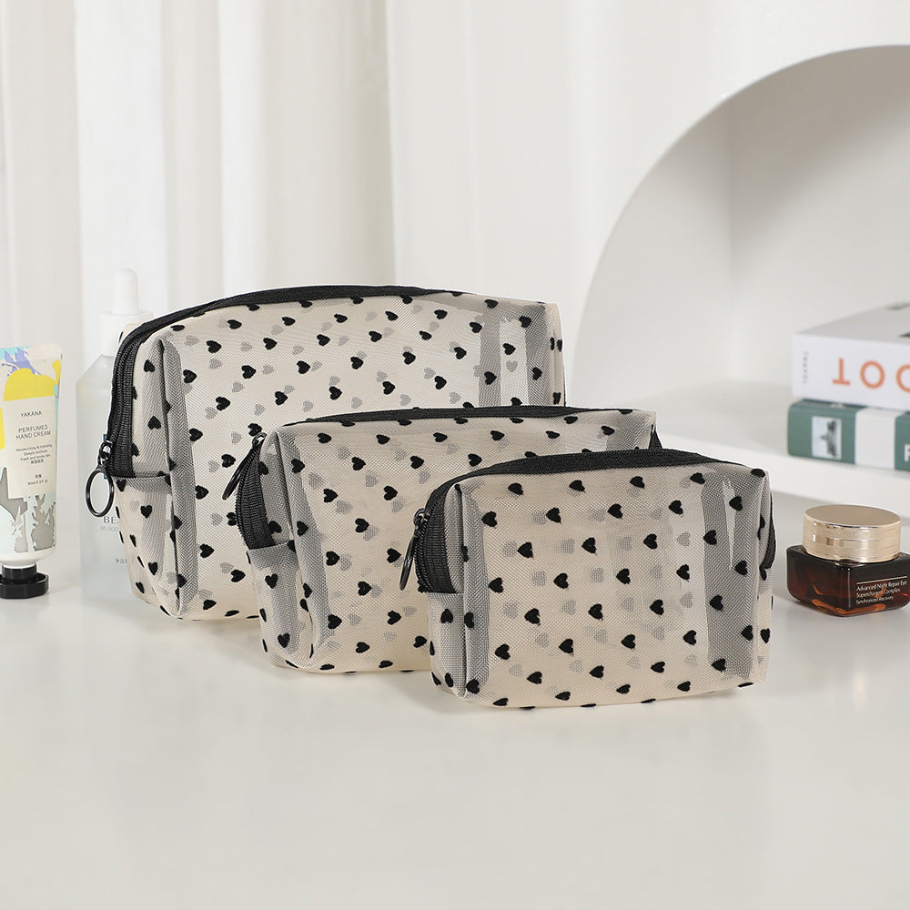 Women's Mesh Style Super Hot Portable Love Makeup Bag